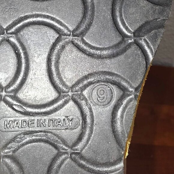 Mariana Luna Women's Yellow Suede Slide Sandals Cork Wedge Soles Size 9 - Picture 7 of 8